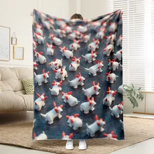 1 Comfortable Red Calf Sculpture Group, Flannel Blanket, Soft Printed Cooling Blanket, 100% Polyester Fiber, Perfect Gift For Family And Friends