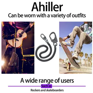 Ahiller 【2025 Wheat Fringe Model】 25 Inch Wallet Chain - Stainless Steel for men's accessories Belt/Jeans/Motorcycle, PU Coating + Quick Release Clip, Suitable for Daily/Outdoor/Riding Scenarios, Fashionable Keychain