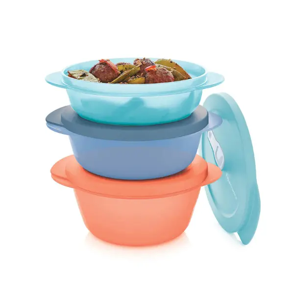 Tupperware CrystalWave PLUS 3-Piece Kitchen Round Storage Container Set, 1½-Cup Capacity