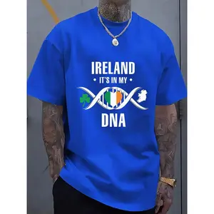 Ireland DNA T - Shirt, 100% Cotton Crew Neck Casual T - Shirt, DNA Double Helix Irish Flag Clover Map Graphic Printed, Multicolor Cotton Tee for Men, Ideal for St Patrick's Day, Festival Gift, Casual Wear