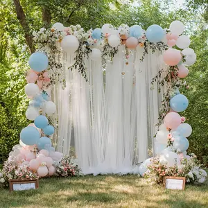 2-Pack White Sheer Backdrop Tulle with Adjustable Rod Pocket, Ideal for Spring, Weddings, Birthdays, Photography Backgrounds and Holiday Decorations