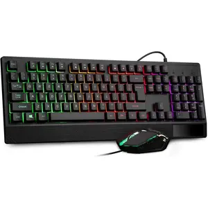 Gaming Keyboard and  Combo,USB Wired,104  RGB LED Backlit Keyboard with Wrist Rest for PC/Laptop (Black)