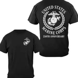 USMC 250th Anniversary T-Shirt, 2 Sides United States Marine Corps Tee for Men & Women – Veteran Graphic Shirt, Military Pride Apparel, Print Tee