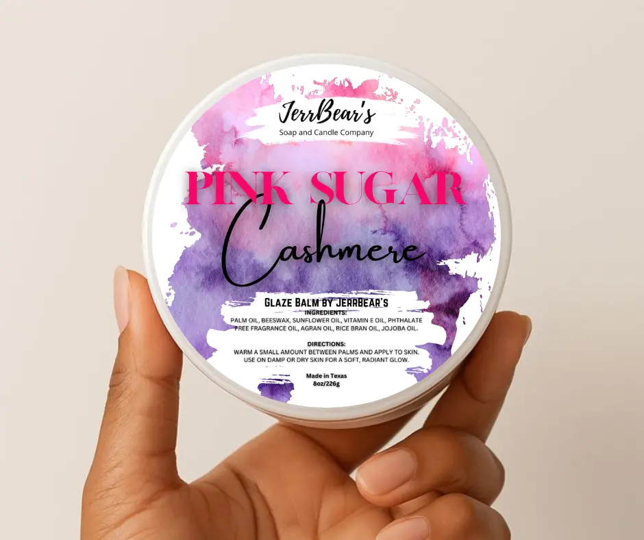 Glaze Balm by JerrBear's | 8OZ FULL SIZE | Oil-Based Moisturizing Body Balm | Palm Kernel Flakes, Beeswax, Argan Oil, Jojoba & Sunflower Oil | Dry Skin Body Glow