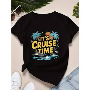 Cruise Ship Palm Tree Women's Plus Size Sports Short Sleeve T-Shirt