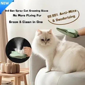 Anti-Shedding Spray Pet Grooming Glove | Silicone Deshedding Massage Mitt with Mist | Spa Day Hair Hack