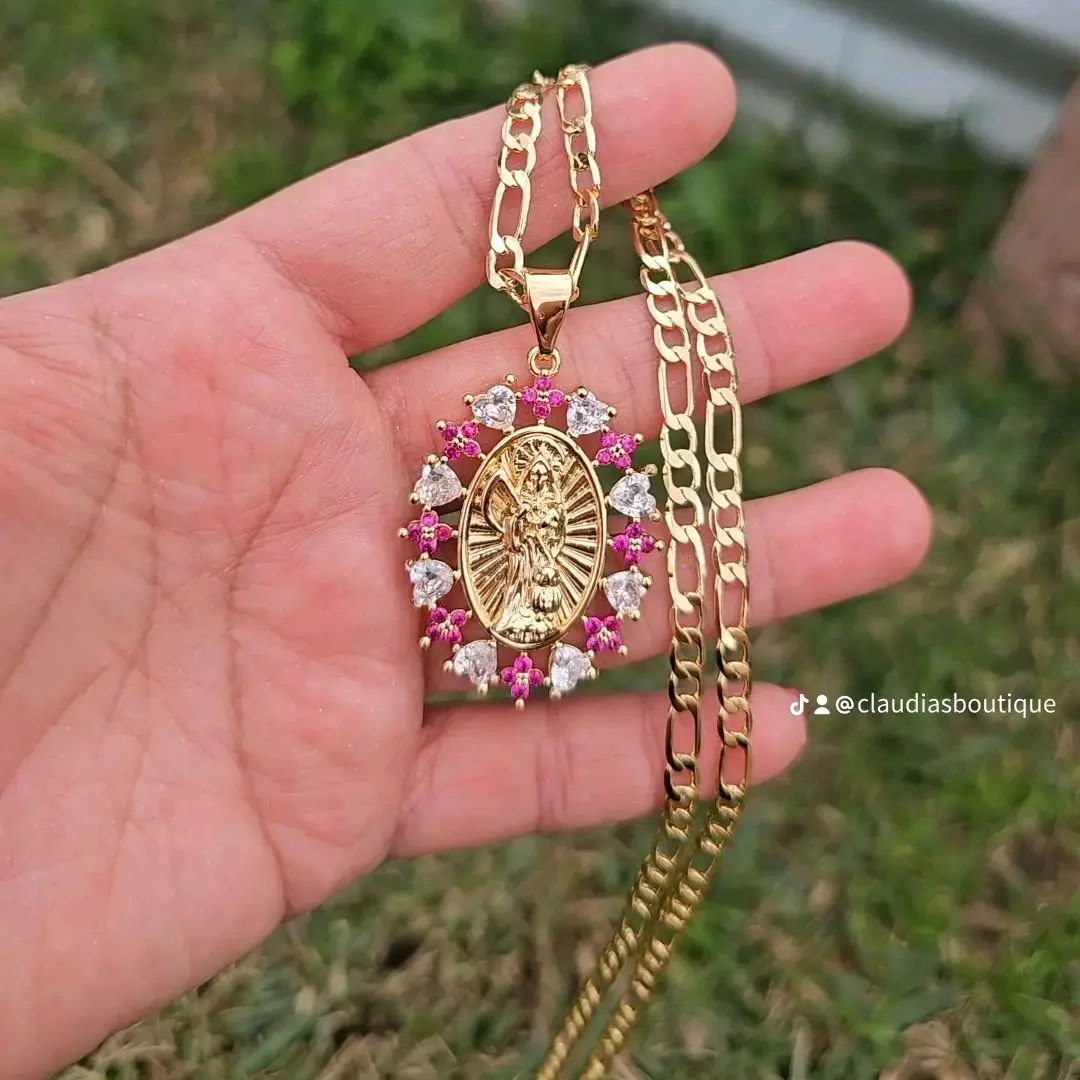 Santa muerte pink necklace pendant Santa muerte pink necklace pendant