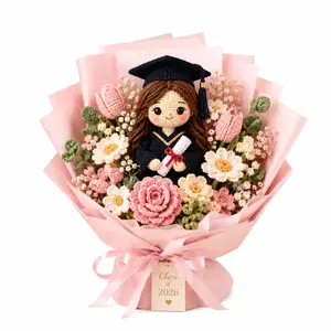 Handmade Amigurumi Crochet Graduation Bouquet Doll | Limited Doll | Cute Graduation Keepsake Gift for Graduates, Best Friends & Loved Ones | High Quality Crochet Graduation Bouquet  | Quick Delivery