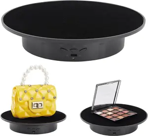 Rotating Display Stand 360 Degree Electric Turntable with Velvet Top 7.87inch 17.6lbs Load Automatic Mute Lazy Susan for Photography Jewelry 3D Model Black ABS