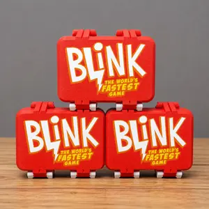 3D Printed BLINK Card Game Storage Box, Compact Travel Case, Red Organizer