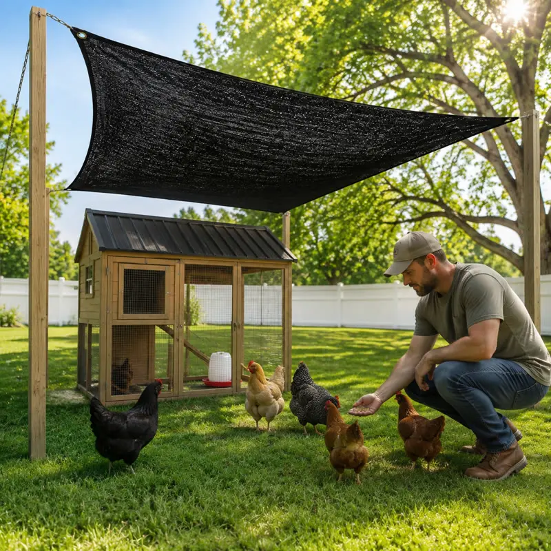 High-strength UV-resistant black shading   net, 10×13 ft breathable mesh canopy , shading rate 70%, thickened edges and reinforced rivet fixing rings, suitable for reliable shading facilities in gardens and greenhouses.