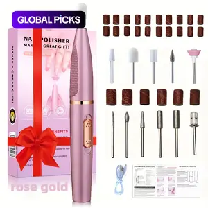 All-in-One Electric Nail Drill Kit, Portable Rechargeable Nail Polisher with Drill Bits and Sanding Bands, Nail Drill Set, Professional Manicure Tool for Home & Beauty Salon Use #GLOBAL PICKS