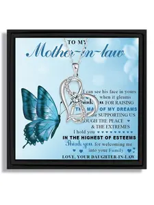 1 piece infinity heart pendant necklace gift box for Mother’s Day to mother-in-law with blessing card and box