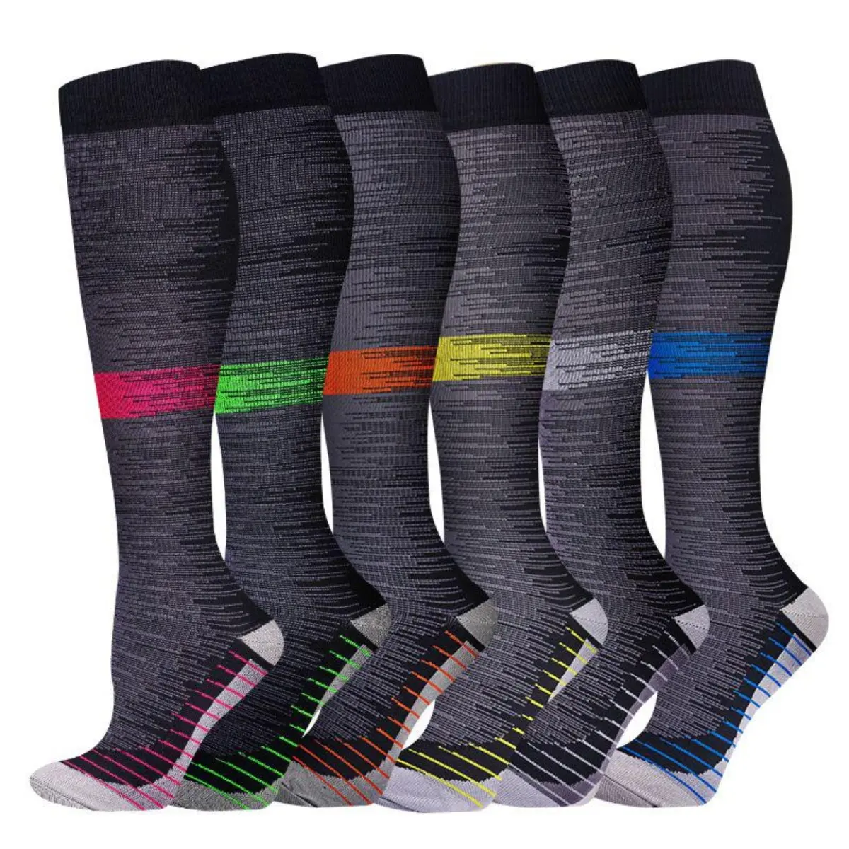 Unisex Progressive Compression Stockings, Knee-high Socks, 20-30 MmHg, Suitable for Travel, Hiking, Running and Other Sports.