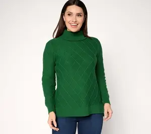 Joan Rivers Diamond Cable Turtleneck Sweater