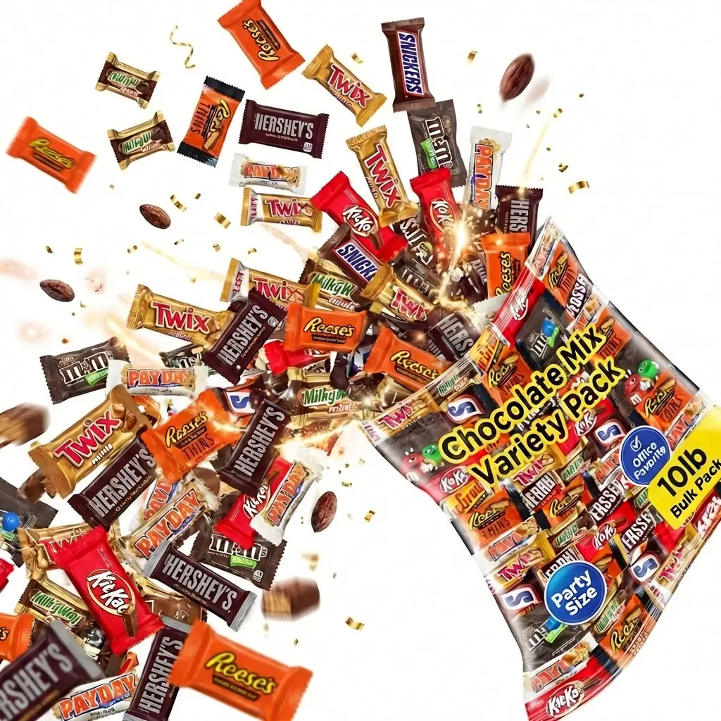 Assorted Chocolate Mini Bars Bulk Variety Pack - Individually Wrapped Milk & Dark Chocolate Candy for Parties, Treat Bags, Office Snacks and Holiday Events - Available in 2,5,10,20 LB Packs - Perfect Gift for Valentine's Da