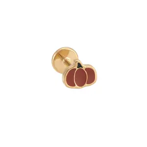 Fall Pumpkin Enamel Flat Back Stud