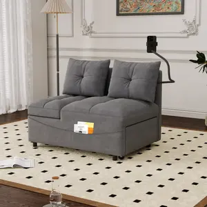 High end and high-quality sofa,1 versatile foldable sofa bed in 3 lengths, modern sofa sofa sofa velvet pull-out bed, loveseat sofa adjustable back and with USB port and swivel phone stand,Grey, Ideal for Living Room or Bedroom couch