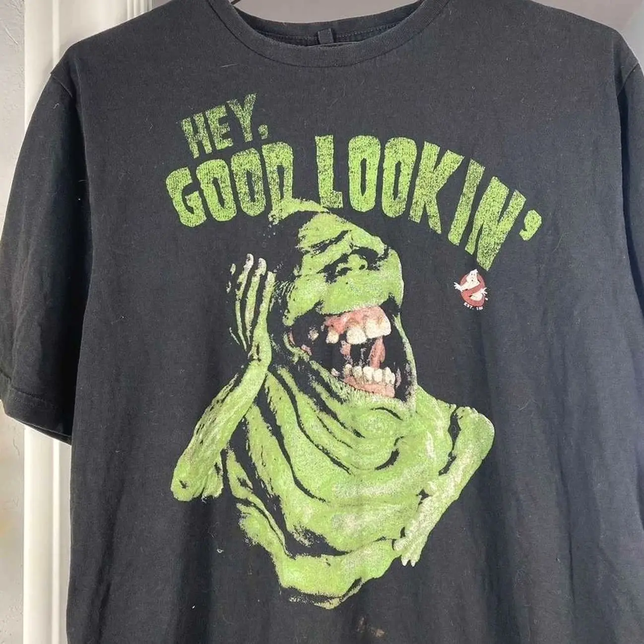 Vintage GHOSTBUSTERS Y2K GREEN GHOST PRINT T SHIRT SC411   2
