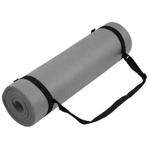 Fitvids 1/2-Inch Thick High Density Exercise Yoga Mat, Carrying Strap, Gray