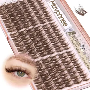 Manga Anime Lash Clusters Brown Wispy Spiky C Curl DIY Eyelash Extensions 108PCS 10-16MM Natural Fairy Individual Lash Extensions
