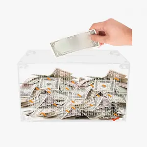 Clear Acrylic, Handmade Money Saving Box, Money Saving Box for Home Bedroom Dormitory Kids Festival Gift, Cash Coin Jar, Acrylic Piggy Bank