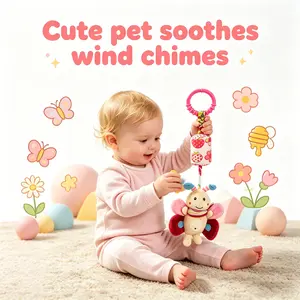 Wise Playful Littles Baby Bee Wind Chime - Soft Plush Hanging Rattle Toy with Bell for Crib, Stroller & Car Seat, Sensory Toy for Newborns 0-12 Months-apis florea