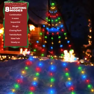 Liveasily Solar Powered Christmas Waterfall Hanging Lights Outdoor, 16.4FT String Lights Hanging Lights Decorations for Garden Trees