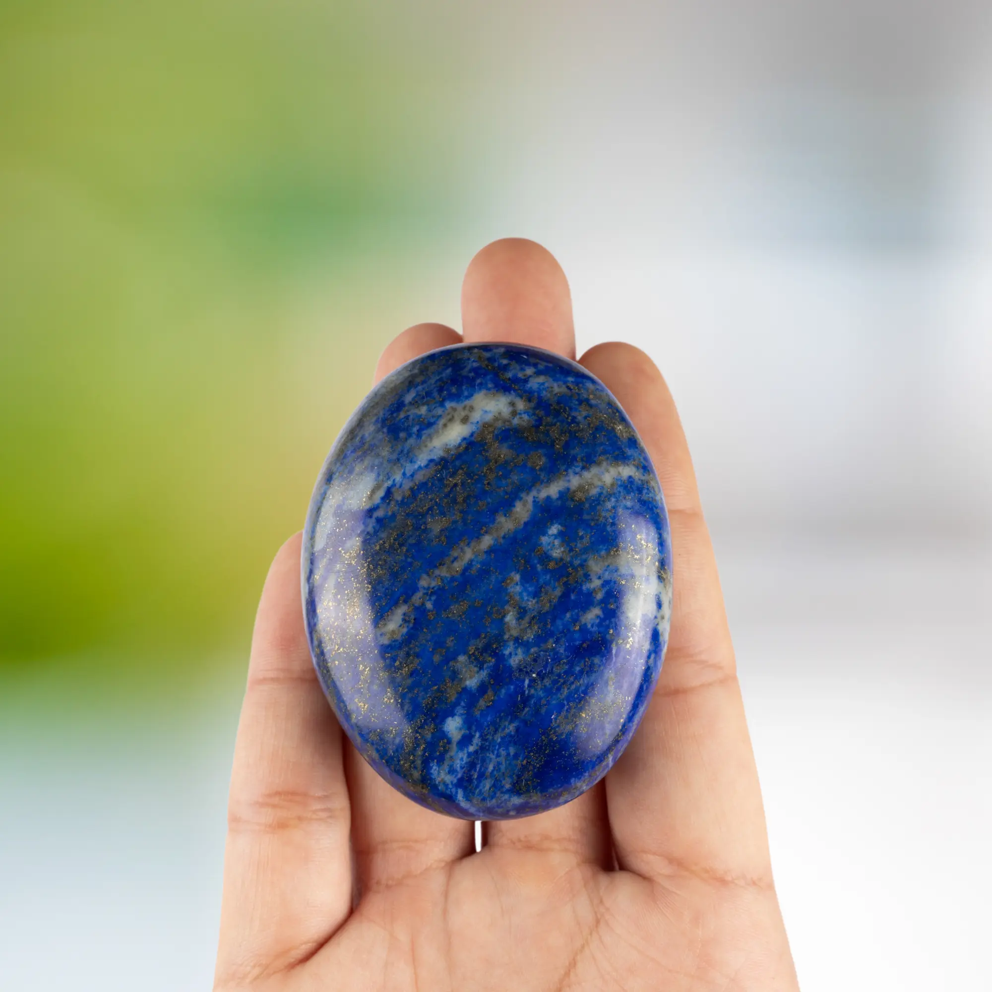 Lapis Lazuli Palm Stone, Polished Crystal Stone for Chakra Balancing, Meditation, Spiritual and Crystal Gift