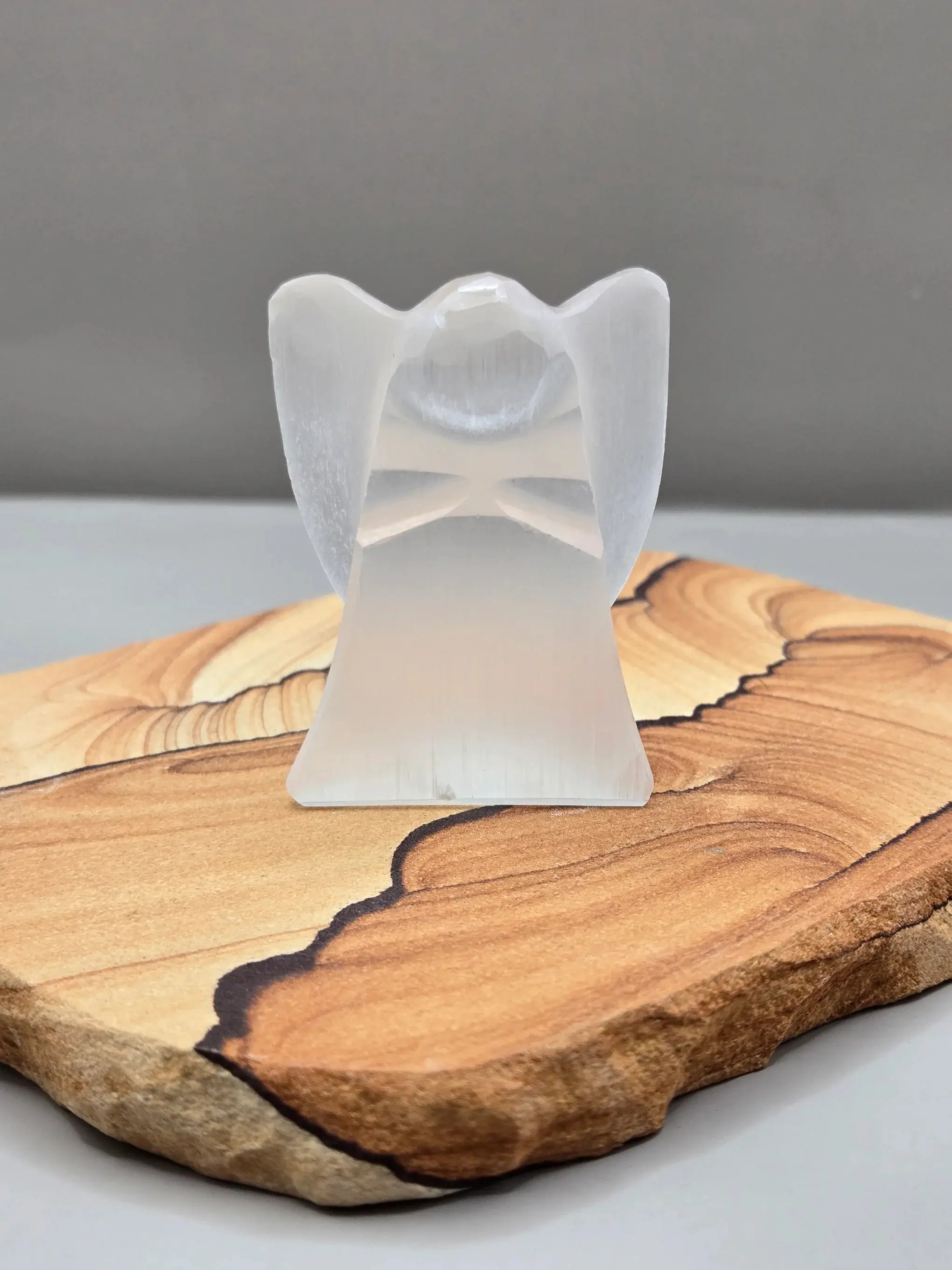 Selenite Satin spar Angel - Elegant Design with Unique High Quality Polish calming crystals Decor Carving