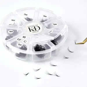 Promade 1000 Fan Mix Tray - Lightweight 0.05/0.07 Thickness, 3D, 4D, 5D, 9D, 12D Fan Options, Handmade Eyelash Extensions, Size 9-14mm