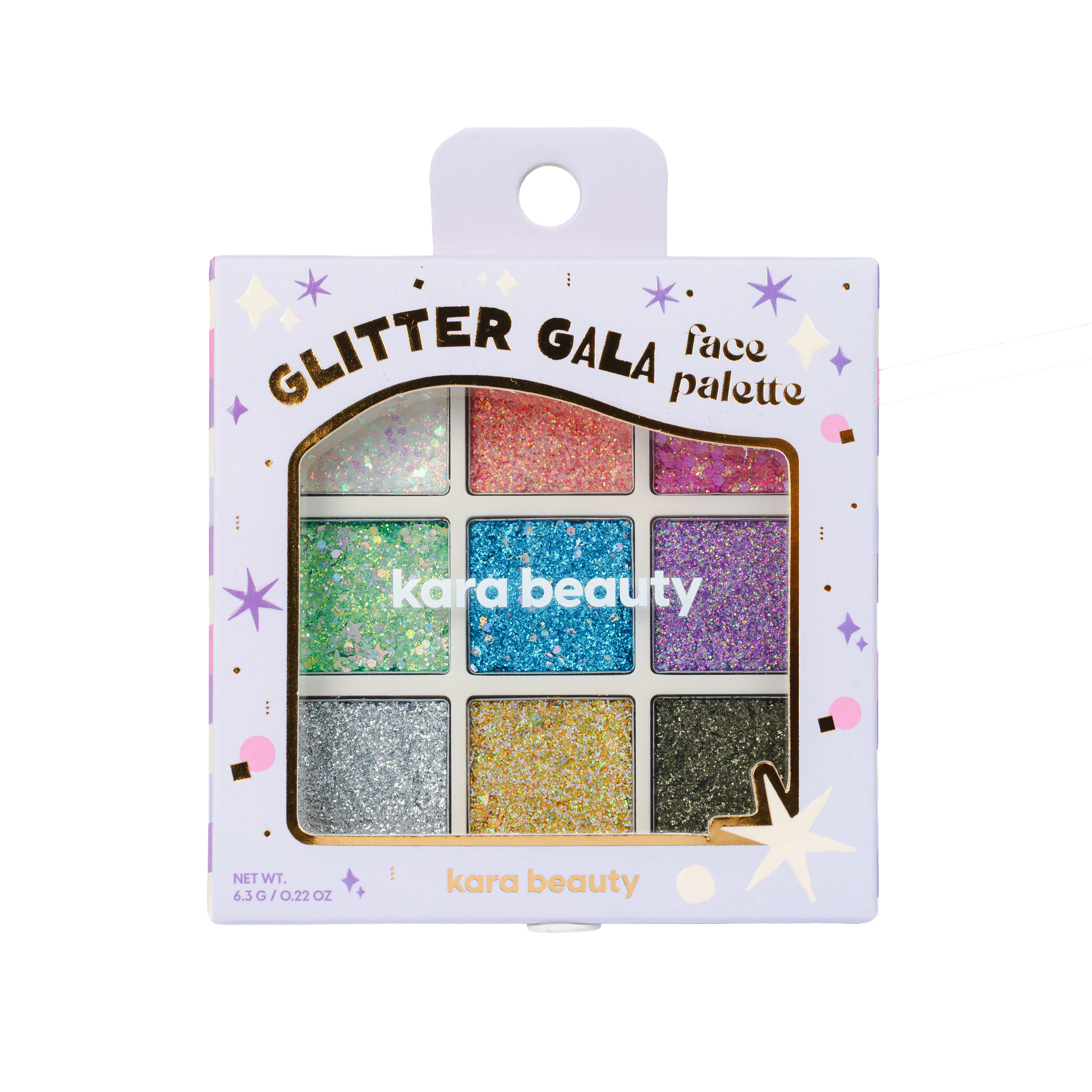 Kara Beauty Glitter Gala Face Palette - 9-Pan Pressed Glitter Palette for High-Shine Makeup, Buildable & Multi-Use Shadow Cosmetic For Raves, Festival Looks