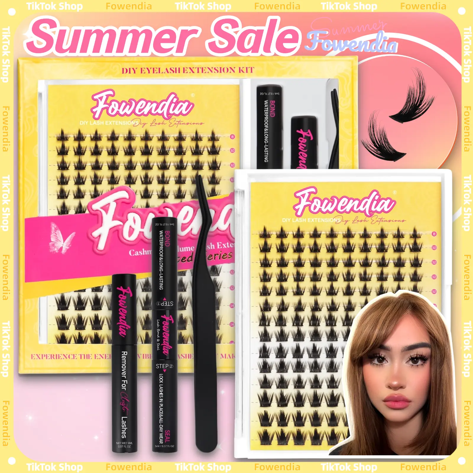 Fowendia Short Manga Lashes, California Sunset Short, Wanna Be Short | Cluster C/D Curl  Extension Kit | 8-14mm Lash Clusters with Bond, Seal, Remover - Ultra-Thin Transparent Bands |  Magic Anime False Eyelash Extension Kit dealsforyoudays