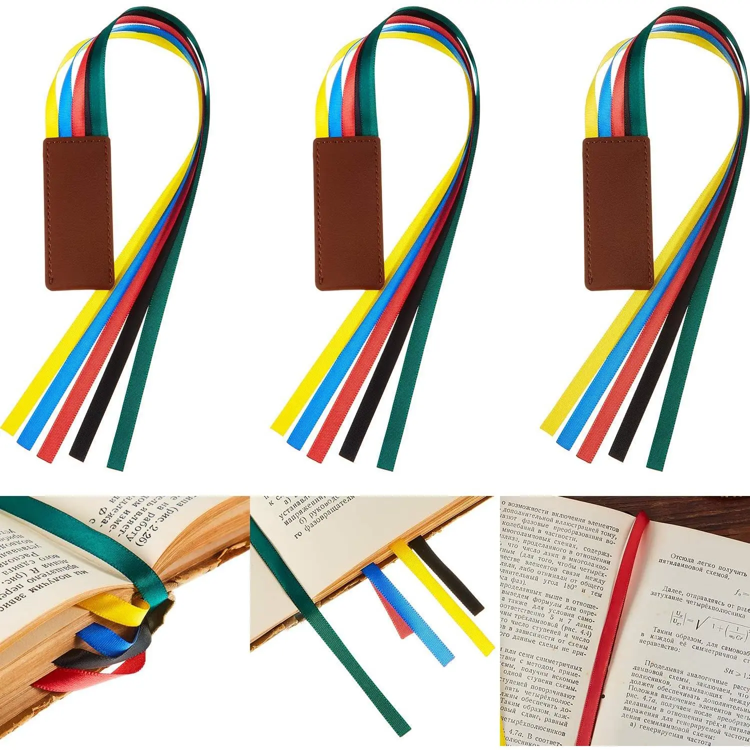 3 Count Bible Ribbon Bookmark Ribbon Markers Artificial Leather Bookmark with Colorful Ribbons for Books