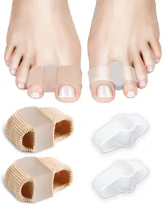 4Pcs Toe Separators for Bunion Correction, Big Toe Straightener Elasticity Hammer Bunion toe Corrector Toe Spacers for Feet Women Men Toe Correct, with 2 Loops (2 Nylon+2 Gel).