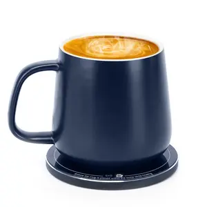 APEKX 2024 Upgraded Self-Heating Ceramic Mug - Stable 130°F Temperature, 15W Wireless Phone Charging, 12.8 fl oz Capacity - USB-C Enabled. (Deep Navy)