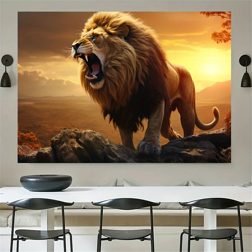1pc Retro Minimalist Lion Art Canvas   - Lightweight  -Friendly   Matte Finish, Aesthetic Picture Image Prints, Home   for Living Room Bedroom   Wall Art Non-Artistic Print