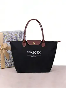 Women's Paris Pattern Handbag, Crossbody Bag, Travel Bag, Foldable, Large Capacity, Fashion Essential, Outdoor, Hiking, Work, Fashionable Patterned Bag