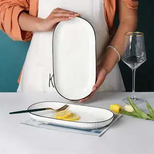 12 Inch Oval Ceramic Serving Platters, Modern Microwave Dishwasher Safe, Multipurpose Dinner Plates for Parties Weddings Home Entertaining, Multipurpose Use