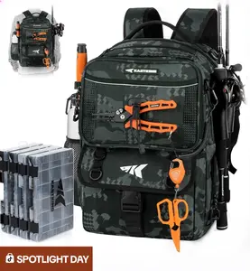 KastKing BaitSpace 50L Fishing Tackle Backpack with Removable Bait Binder & 4 Tackle Boxes, Rod Holders Storage Fishing Gear SummerVibes