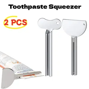 2 Piece Metal Toothpaste Squeezer, Nordic Style Home Essentials, High Efficiency No Residue, Portable Bathroom Toothpaste Holder, Bathroom Accessory