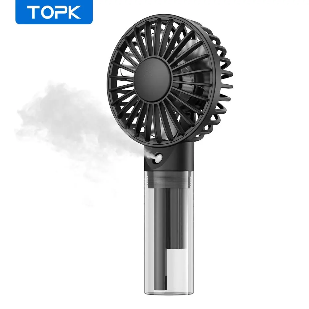 TOPK Portable Handheld Lightweight Fan, USB Rechargeable Handheld Personal Spray Water Mist Fan, Mini Cooling Hand Fans for Travel, Outdoors, Makeup, Camping, Home, and Office Use, Multifunctional Cooling Fan