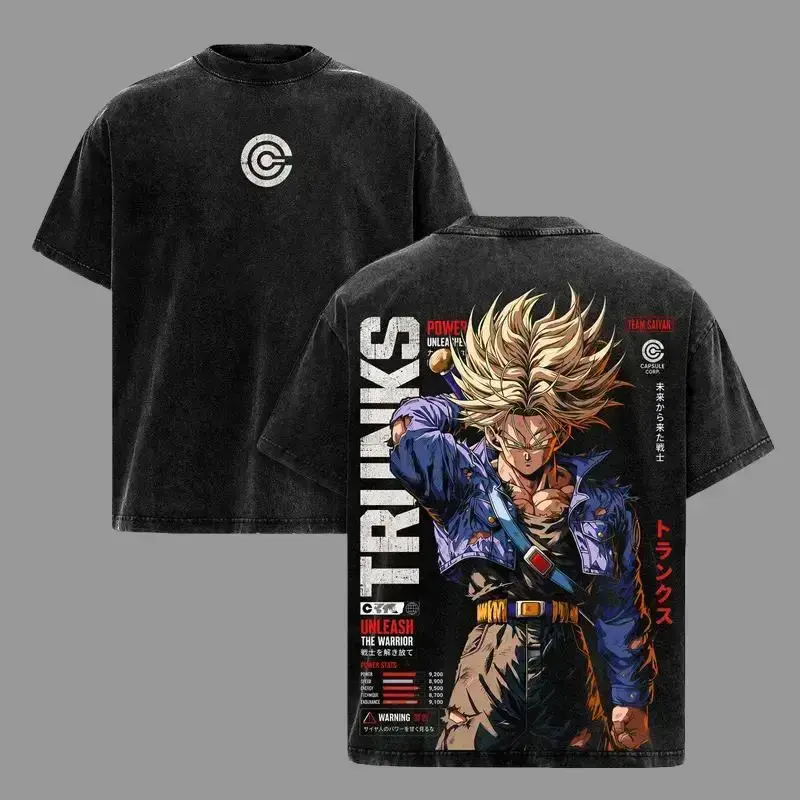 Trunks DBZ T-Shirt, Future Trunks Capsule Corp Graphic Tee, Back Print Vintage 90s Anime Shirt, Graphic Tees Men, Trendy Tshirts, Men's T Shirts, DBZ Streetwear, Unisex Cotton Distressed Tee, Merch For Men, Men Fashion Graphic Tee,Everyday Casual Outfits