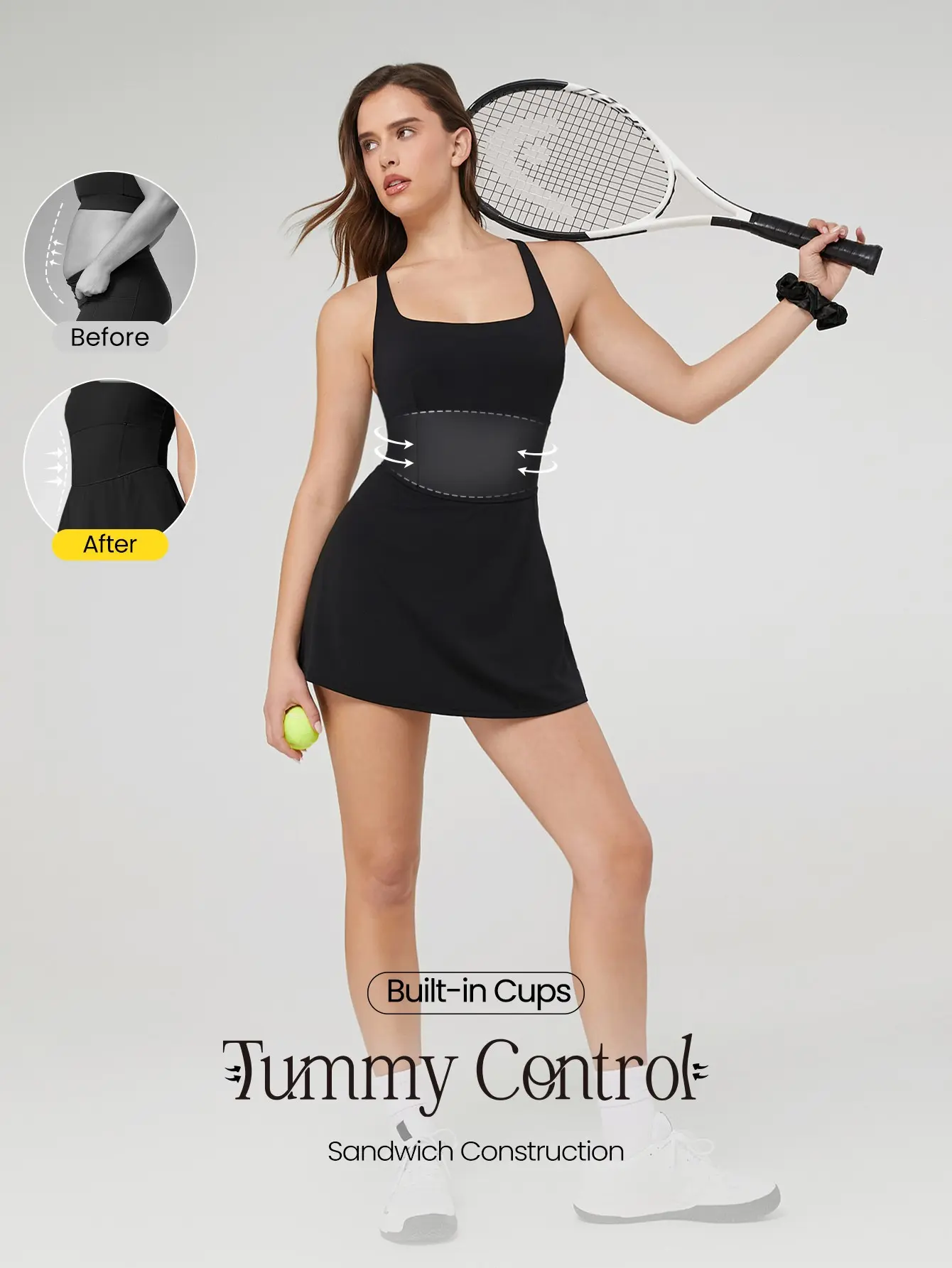 GLOWMODE Corset BBL Dress Built-in Bra and Sweat-Wicking Buttery Soft Fabric US TikTokShopBlackFriday