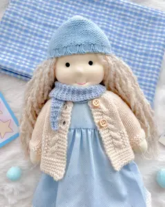 Handmade Waldorf Laura 12" Soft Girl Rag Doll with Cute Stuffed Plush, Ideal First Doll for Babies & Toddlers