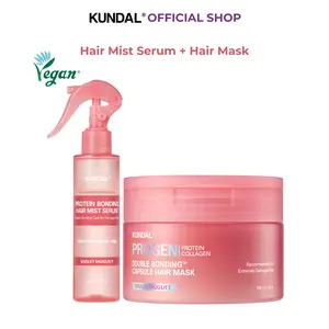 KUNDAL Bonding & Hydration Repair Set | Protein + Collagen Mask & 5-in-1 Mist Serum 450°F Heat-Protection, Bond Repairing and 24H Hydration for Bleached, Colored, Damaged Hair