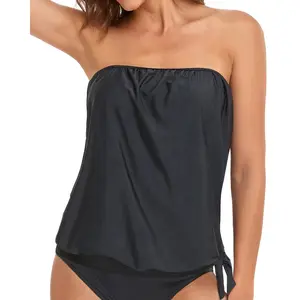Holipick Strapless Tankini Tops for Women Swimwear Top ONLY Bandeau Bathing Suit Top Blouson Swimsuit Top No Bottom  SwimWeek  summervibes