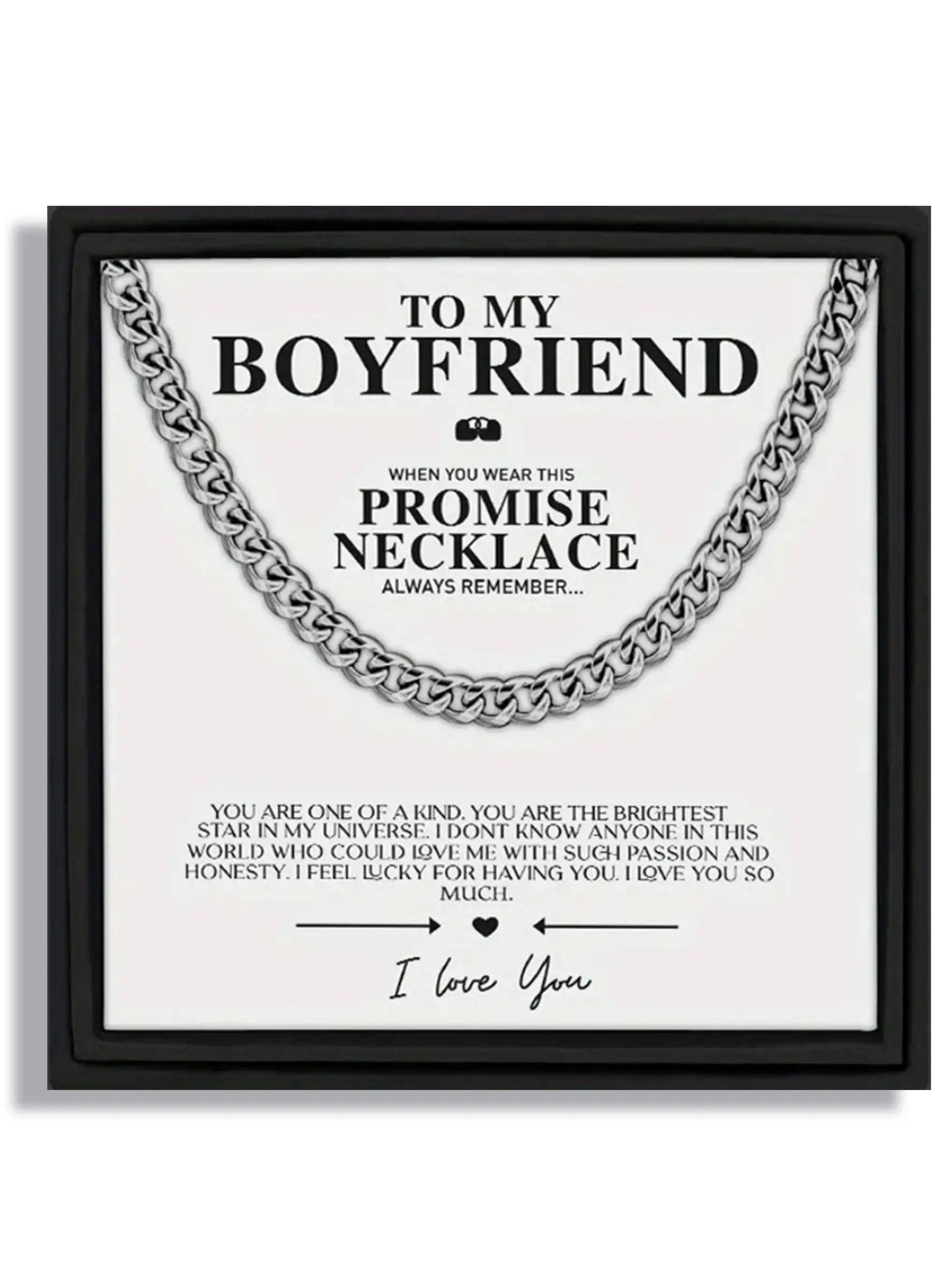 To My Boyfriend Hip-Hop Streetwear Statement Jewelry Unique Chain Style Cuban Link Design Chain Stainless Steel Promise | With Message Card & Gift Box | Perfect Valentine's Day/Christmas/Birthday/Party/Anniversary Gift | Jewelry Gifts Cuban Links Necklace