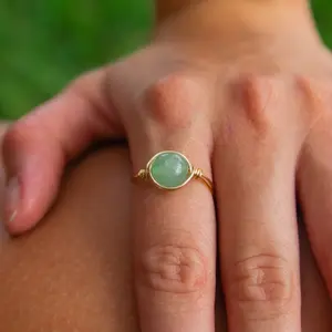 Green Aventurine Wire Wrap Ring