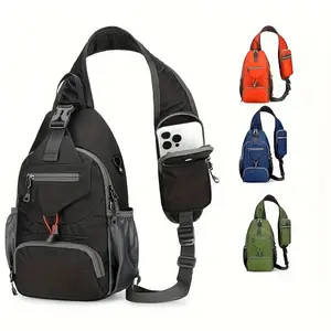 Sport Sling Bag for Men and Women - Large Capacity Crossbody Bag for Travel & Daily Commute | Adjustable Breathable Strap, Multiple Pockets with Earphone Hole, Nylon